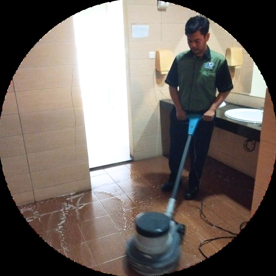 Pembersihan lobi dengan mesin extractor